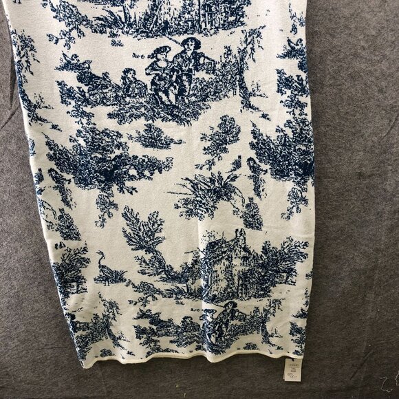 NWT Cider Toile de Jouy Knit Tank Sweater Dress 3XL White Blue Cami Midi - Picture 4 of 11